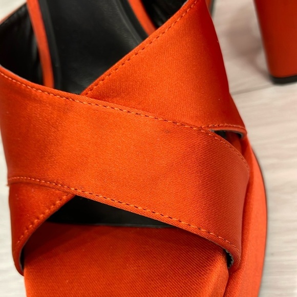 Zara Orange Satin Chunky Platform Heels - Picture 10 of 16